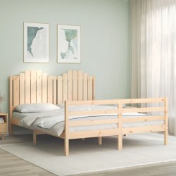 vidaXL Massivholzbett mit Kopfteil 160x200 cm