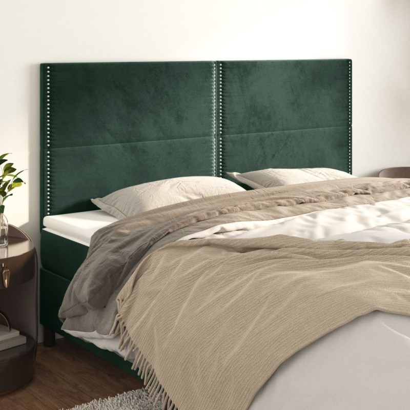 vidaXL Kopfteile 4 Stk. Dunkelgrün 80x5x78/88 cm Samt vidaXL Kopfteile 4 Stk. Dunkelgrün 80x5x78/88 cm Samt