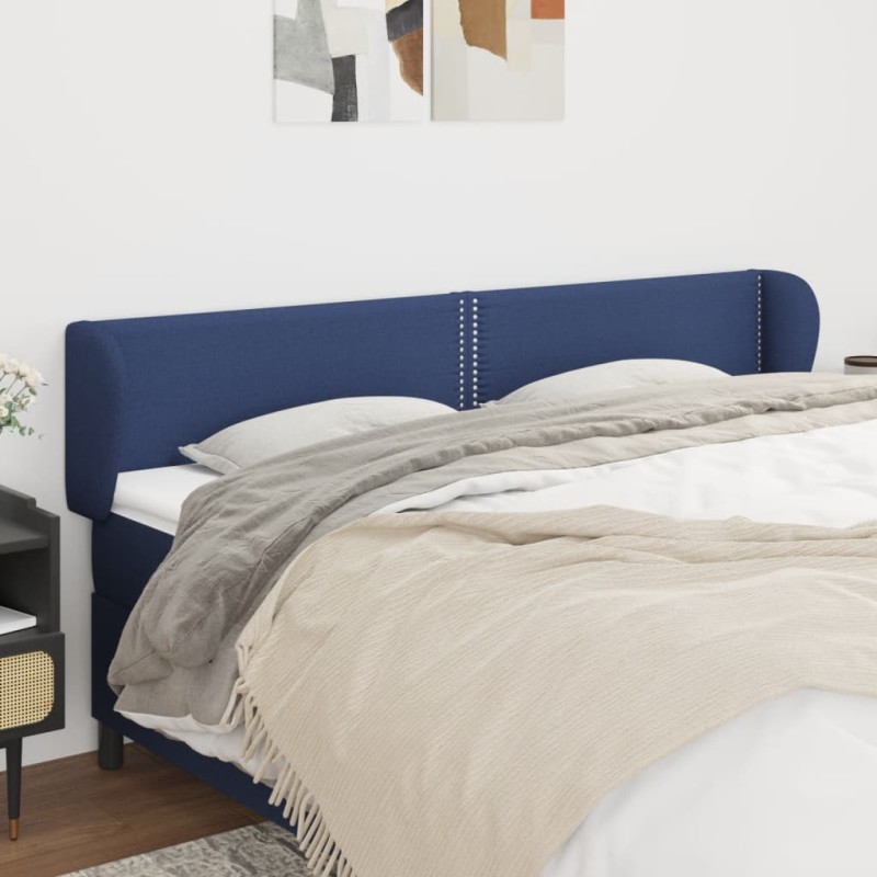 vidaXL Kopfteil mit Ohren Blau 183x23x78/88 cm Stoff vidaXL Kopfteil mit Ohren Blau 183x23x78/88 cm Stoff