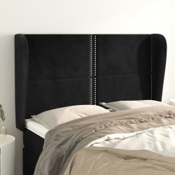 vidaXL Kopfteil mit Ohren Schwarz 147x23x118/128 cm Samt