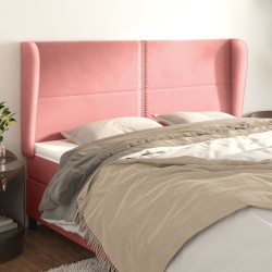 vidaXL Kopfteil mit Ohren Rosa 203x23x118/128 cm Samt