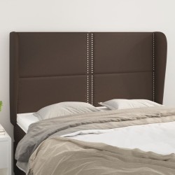 vidaXL Kopfteil mit Ohren Braun 147x23x118/128 cm Kunstleder