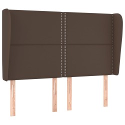 vidaXL Kopfteil mit Ohren Braun 147x23x118/128 cm Kunstleder