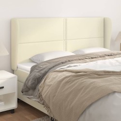 vidaXL Kopfteil mit Ohren Creme 163x23x118/128 cm Kunstleder