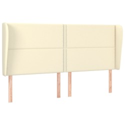 vidaXL Kopfteil mit Ohren Creme 163x23x118/128 cm Kunstleder