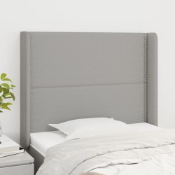 vidaXL Kopfteil mit Ohren Hellgrau 83x16x118/128 cm Stoff