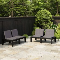 vidaXL Gartenbänke mit Kissen 2 Stk. Kunststoff Grau