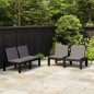 vidaXL Gartenbänke mit Kissen 2 Stk. Kunststoff Grau vidaXL Gartenbänke mit Kissen 2 Stk. Kunststoff Grau