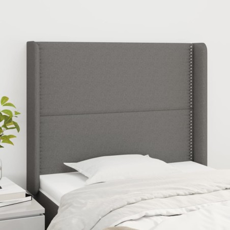 vidaXL Kopfteil mit Ohren Dunkelgrau 93x16x118/128 cm Stoff
