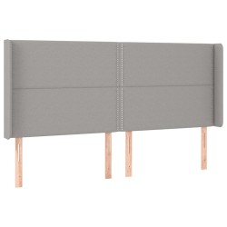 vidaXL Kopfteil mit Ohren Hellgrau 183x16x118/128 cm Stoff