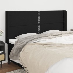 vidaXL Kopfteil mit Ohren Schwarz 183x16x118/128 cm Stoff