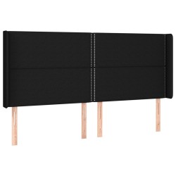 vidaXL Kopfteil mit Ohren Schwarz 183x16x118/128 cm Stoff