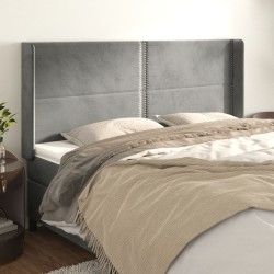 vidaXL Kopfteil mit Ohren Hellgrau 163x16x118/128 cm Samt