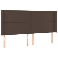 vidaXL Kopfteil mit Ohren Braun 183x16x118/128 cm Kunstleder