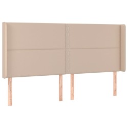 vidaXL Kopfteil mit Ohren Cappuccino-Braun 203x16x118/128cm Kunstleder