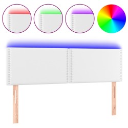 vidaXL LED Kopfteil Weiß 144x5x78/88 cm Kunstleder