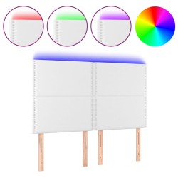 vidaXL LED Kopfteil Weiß 144x5x118/128 cm Kunstleder