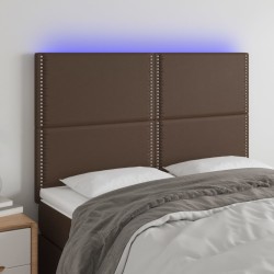 vidaXL LED Kopfteil Braun 144x5x118/128 cm Kunstleder