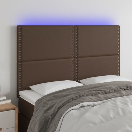 vidaXL LED Kopfteil Braun 144x5x118/128 cm Kunstleder