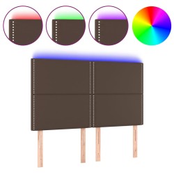 vidaXL LED Kopfteil Braun 144x5x118/128 cm Kunstleder