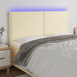 vidaXL LED Kopfteil Creme 160x5x118/128 cm Kunstleder