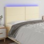 vidaXL LED Kopfteil Creme 160x5x118/128 cm Kunstleder