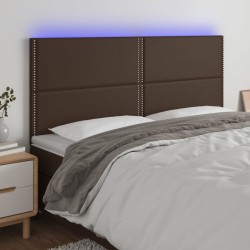 vidaXL LED Kopfteil Braun 180x5x118/128 cm Kunstleder
