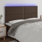 vidaXL LED Kopfteil Braun 180x5x118/128 cm Kunstleder