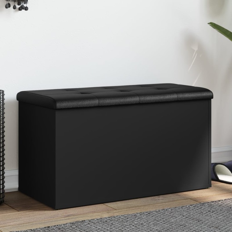 vidaXL Sitzbank mit Stauraum Schwarz 82x42x45 cm Holzwerkstoff vidaXL Sitzbank mit Stauraum Schwarz 82x42x45 cm Holzwerkstoff