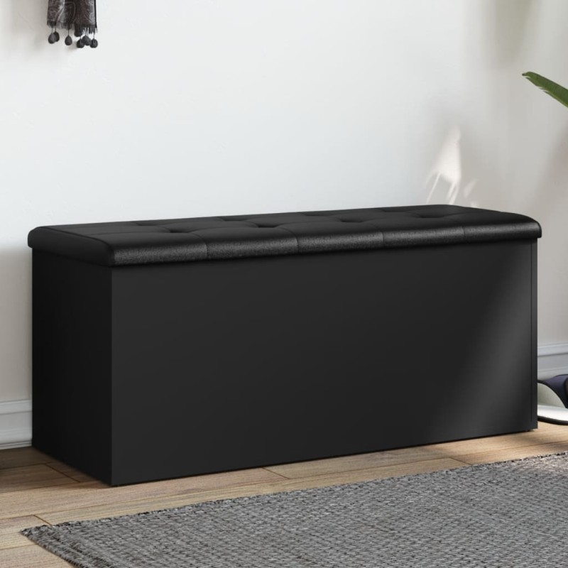 vidaXL Sitzbank mit Stauraum Schwarz 102x42x45 cm Holzwerkstoff vidaXL Sitzbank mit Stauraum Schwarz 102x42x45 cm Holzwerkstoff