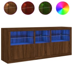 vidaXL Sideboard mit LED-Leuchten Braun Eichen-Optik 162x37x67 cm