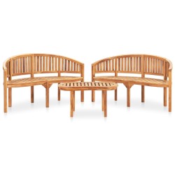 3-tlg. Garten-Lounge-Set Massivholz Teak