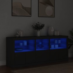 vidaXL Sideboard mit LED-Leuchten Schwarz 162x37x67 cm