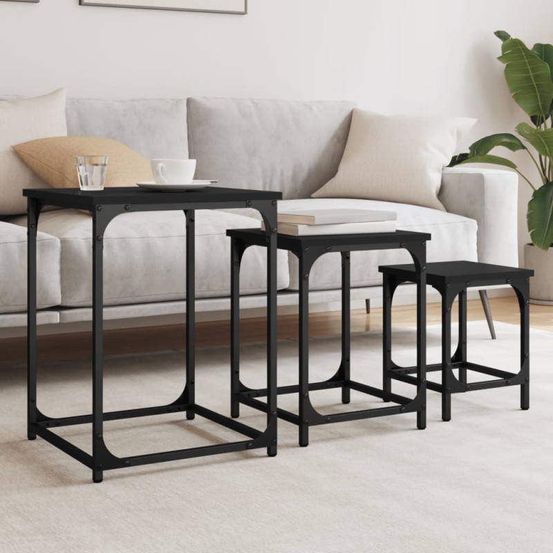 vidaXL Satztische 3 Stk. Schwarz Holzwerkstoff vidaXL Satztische 3 Stk. Schwarz Holzwerkstoff