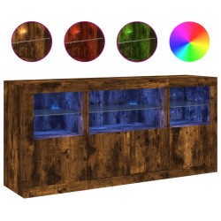 vidaXL Sideboard mit LED-Leuchten Räuchereiche 142,5x37x67 cm
