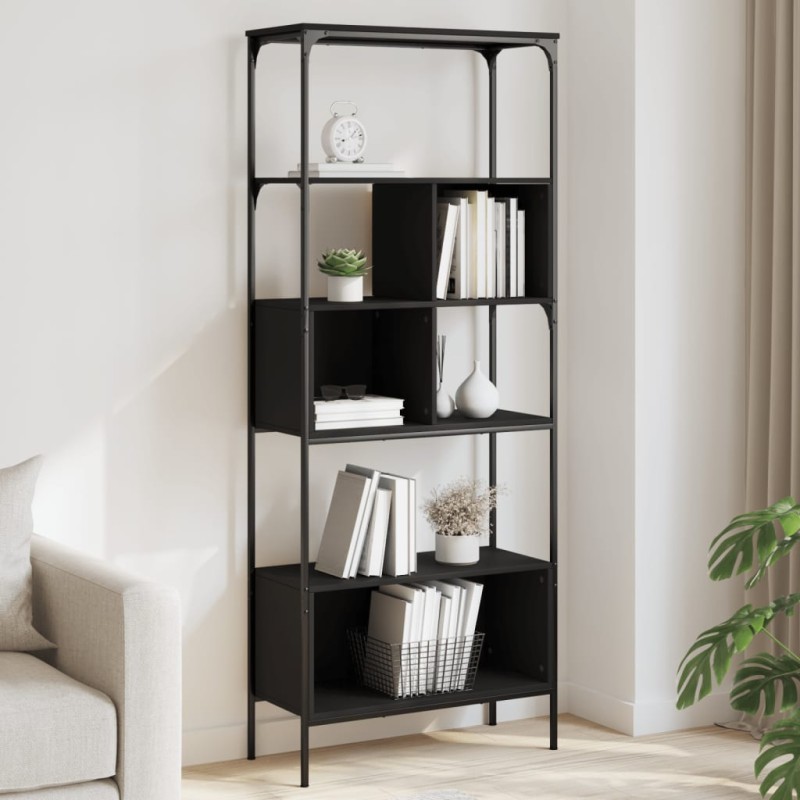 vidaXL Bücherregal 5 Böden Schwarz 76x33x188,5 cm Holzwerkstoff vidaXL Bücherregal 5 Böden Schwarz 76x33x188,5 cm Holzwerkstoff