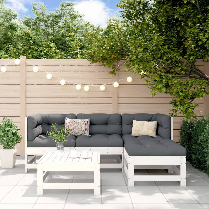 vidaXL 5-tlg. Garten-Lounge-Set Weiß Massivholz Kiefer vidaXL 5-tlg. Garten-Lounge-Set Weiß Massivholz Kiefer