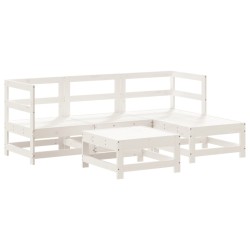 vidaXL 5-tlg. Garten-Lounge-Set Weiß Massivholz Kiefer