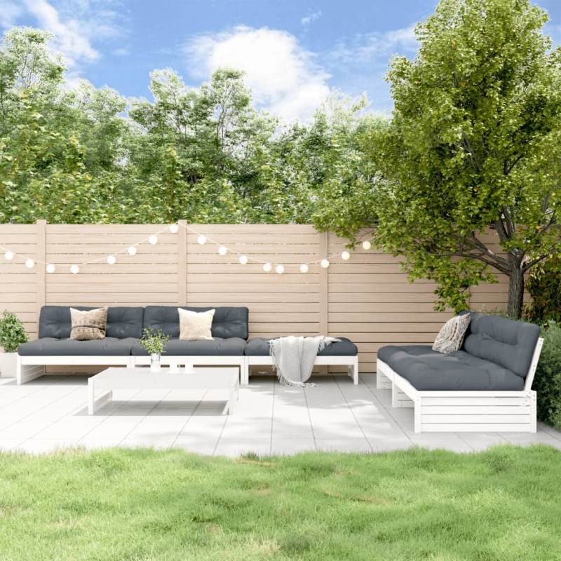 vidaXL 6-tlg. Garten-Lounge-Set Weiß Massivholz Kiefer vidaXL 6-tlg. Garten-Lounge-Set Weiß Massivholz Kiefer