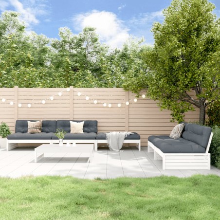 vidaXL 6-tlg. Garten-Lounge-Set Weiß Massivholz Kiefer