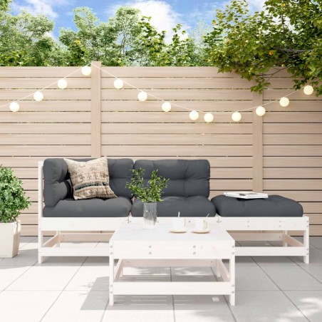 vidaXL 4-tlg. Garten-Lounge-Set Weiß Massivholz Kiefer