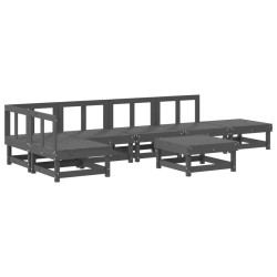 vidaXL 7-tlg. Garten-Lounge-Set Grau Massivholz Kiefer