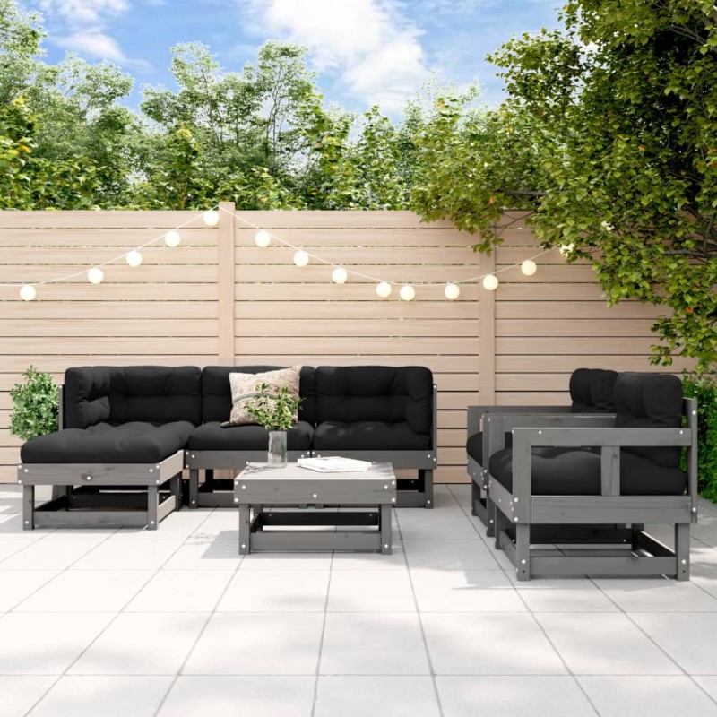 vidaXL 7-tlg. Garten-Lounge-Set Grau Massivholz Kiefer vidaXL 7-tlg. Garten-Lounge-Set Grau Massivholz Kiefer
