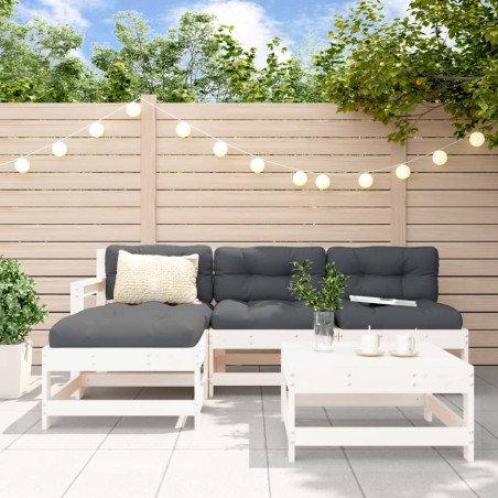 vidaXL 5-tlg. Garten-Lounge-Set Weiß Massivholz Kiefer