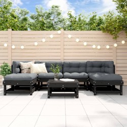 vidaXL 7-tlg. Garten-Lounge-Set Schwarz Massivholz Kiefer