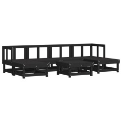 vidaXL 7-tlg. Garten-Lounge-Set Schwarz Massivholz Kiefer