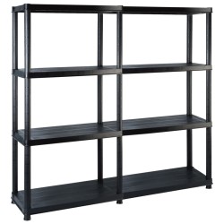 vidaXL Lagerregal mit 4 Böden Schwarz 122x30,5x130 cm Kunststoff