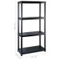 vidaXL Lagerregal mit 4 Böden Schwarz 122x30,5x130 cm Kunststoff vidaXL Lagerregal mit 4 Böden Schwarz 122x30,5x130 cm Kunststoff