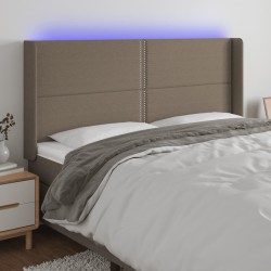 vidaXL LED Kopfteil Taupe 203x16x118/128 cm Stoff