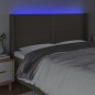 vidaXL LED Kopfteil Taupe 203x16x118/128 cm Stoff